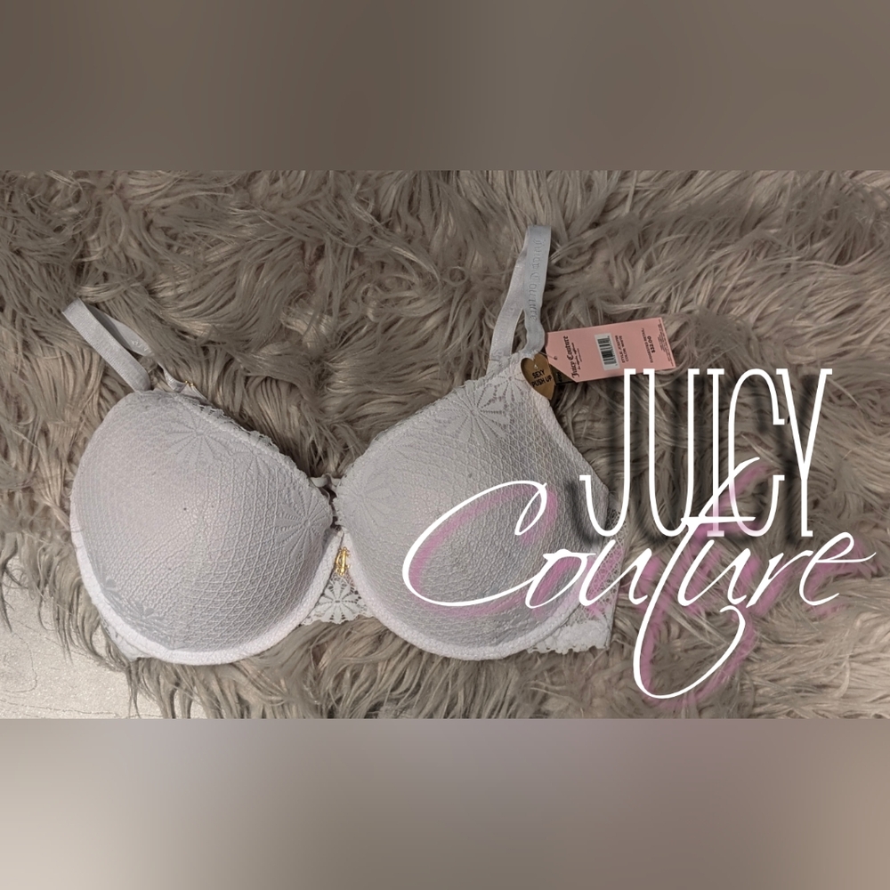 Juicy Couture White Lace Push Up Bra 40D NWT